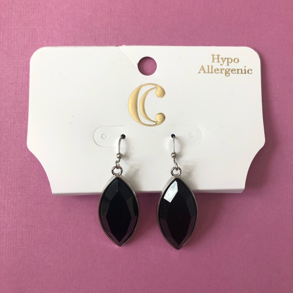 NWT Black Drop Earrings (Hypo Allergenic)